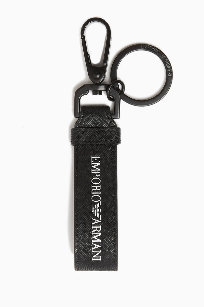 

EA Text Stamp Keyring in Eco Leather, Black