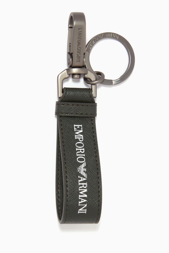 

EA Text Stamp Keyring in Eco Leather, Green