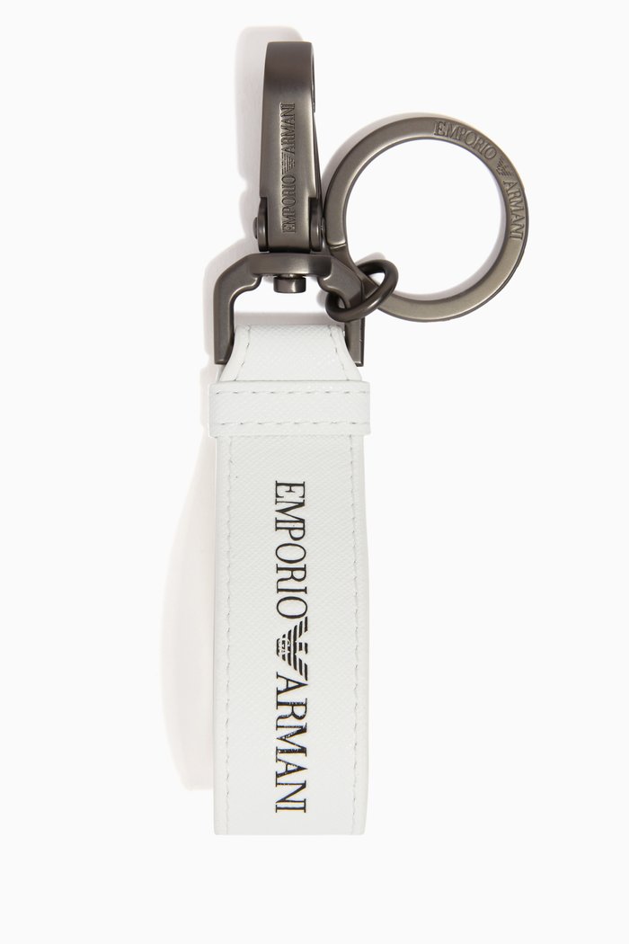 

EA Text Stamp Keyring in Eco Leather, White