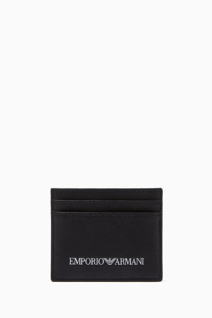 

EA Logo Stamp Card Holder in Eco Leather, Black
