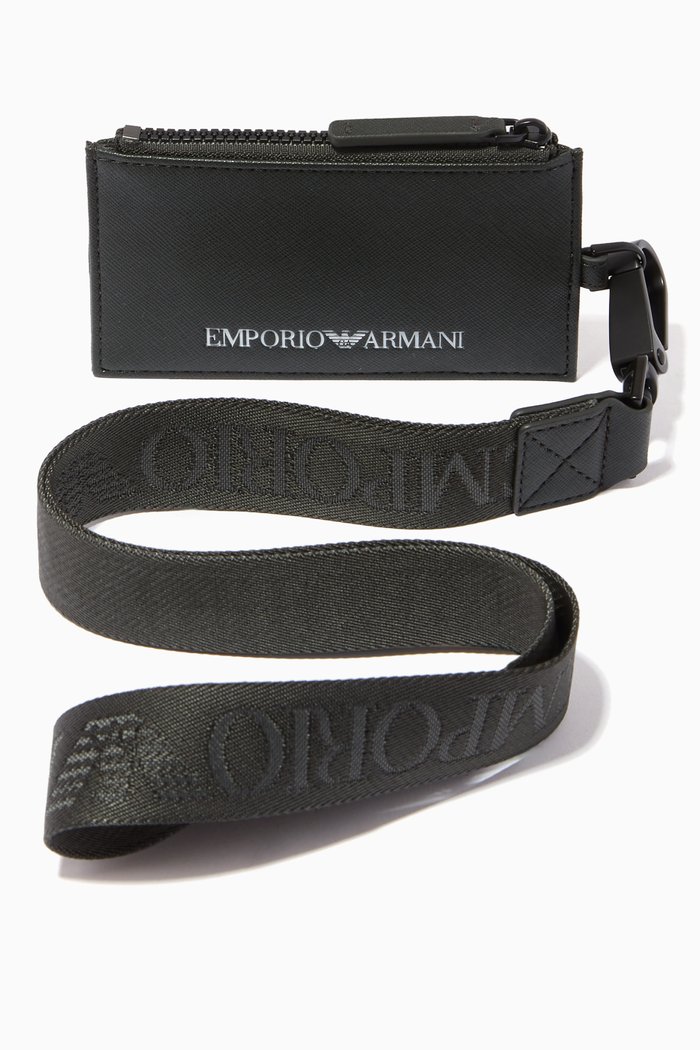 

EA Card Holder Lanyard in Eco Leather, Green