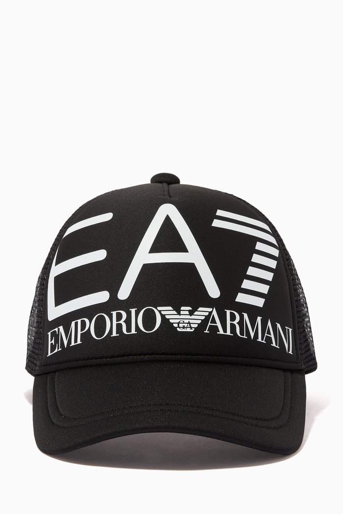 

EA7 Logo Series Baseball Cap in Gabardine & Mesh, Black