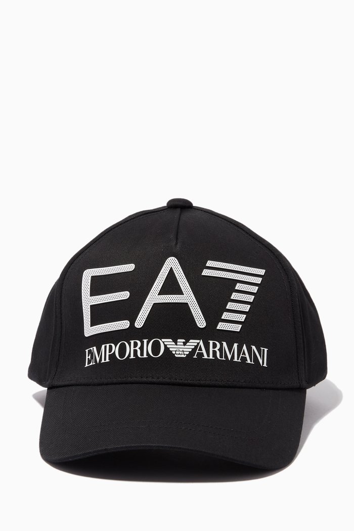

EA7 Macro Logo Baseball Hat in Cotton, Black