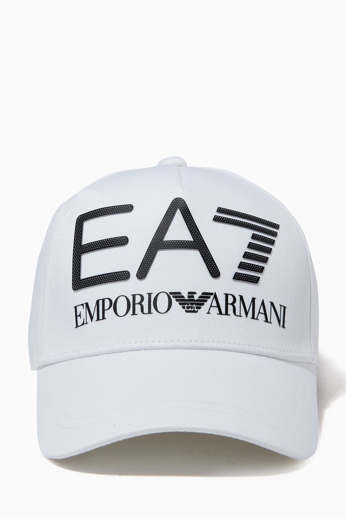 

EA7 Macro Logo Baseball Hat in Cotton, White