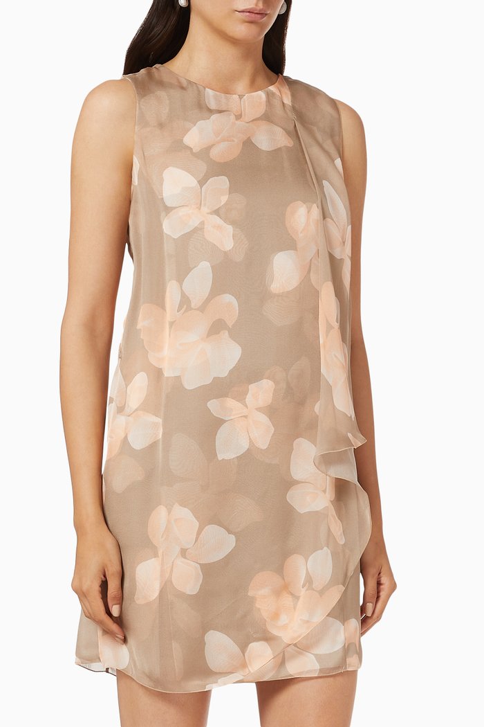 

Drape Panel Silk Chiffon Dress, Neutral