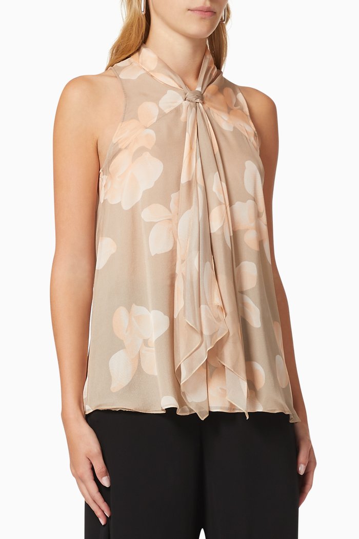

Floral Silk Chiffon Top, Neutral