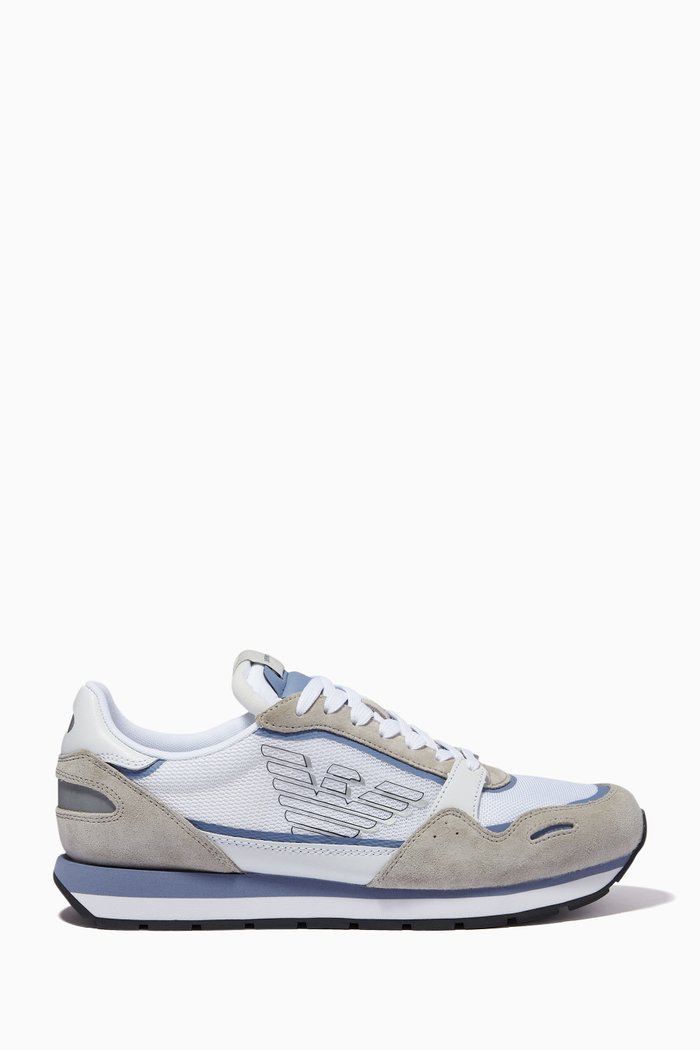 

Ally Colourblock Sneakers in Suede & Mesh, White