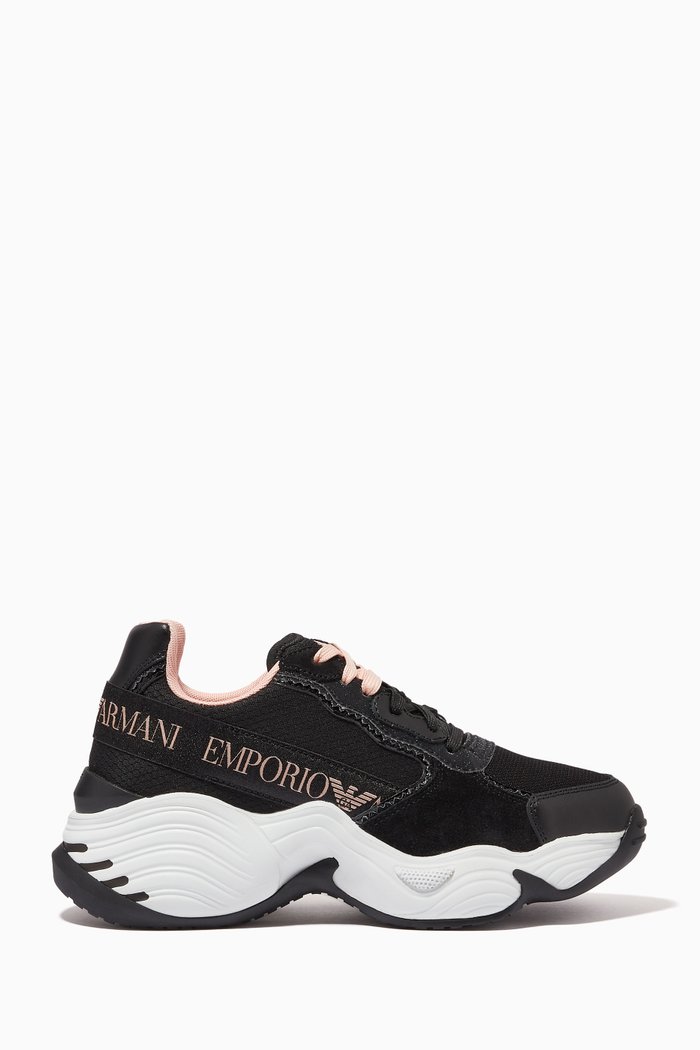 Angel Cube Sneakers in Glitter Mesh, Black