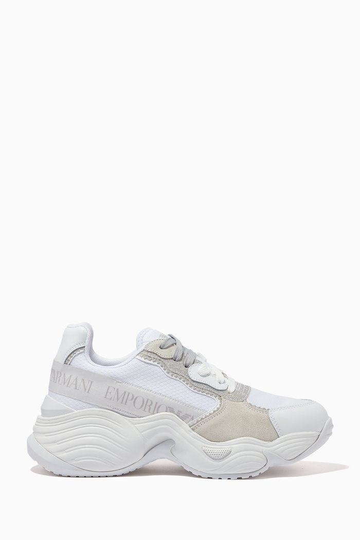 

Angel Cube Sneakers in Glitter Mesh, White