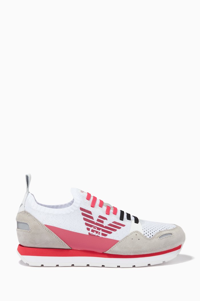 

EA Sneakers in Knit Mesh & Suede, White