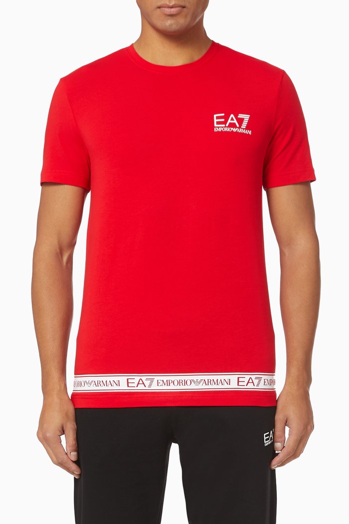 

EA7 Tape Hem Jersey T-Shirt, Red
