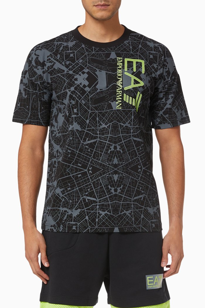 

EA7 Visibility Map T-shirt in Cotton, Black