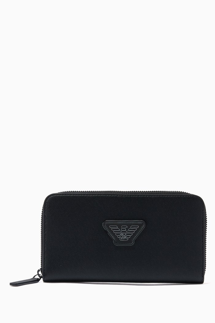 

EA Eagle Zip-Around Wallet in Eco Leather, Black