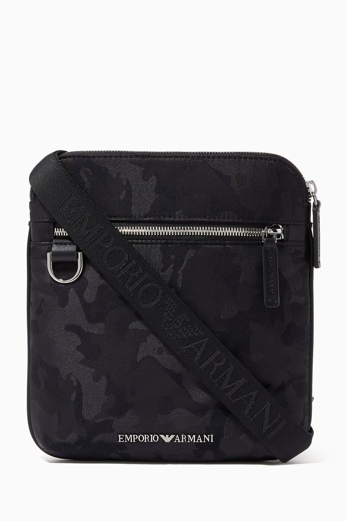 

Camo Crossbody Bag in PU Jacquard, Black