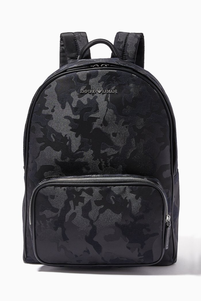 

Camo Backpack in PU & Jacquard, Black