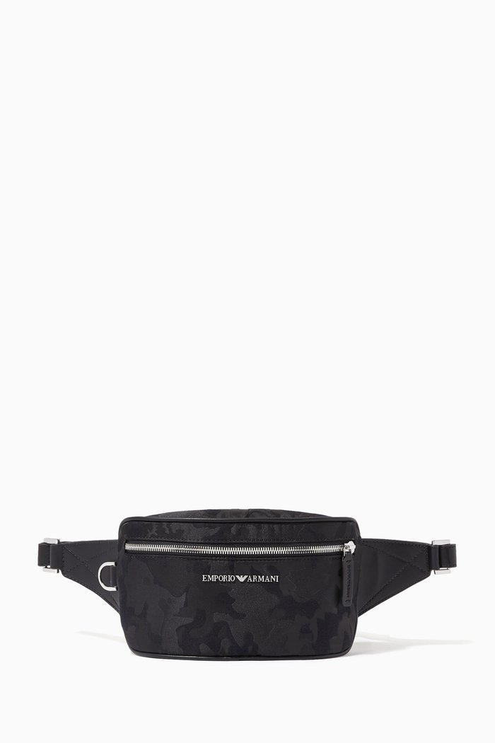 Camo Beltbag in PU & Jacquard, Black