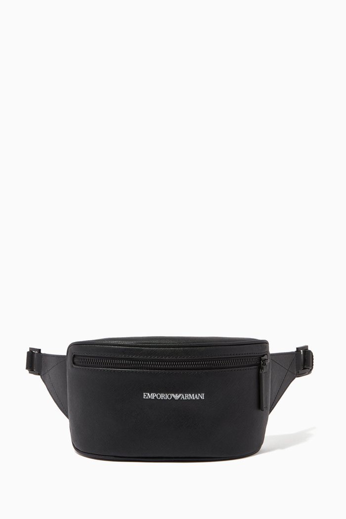 

EA Stamp Belt Bag in Eco Leather, Black