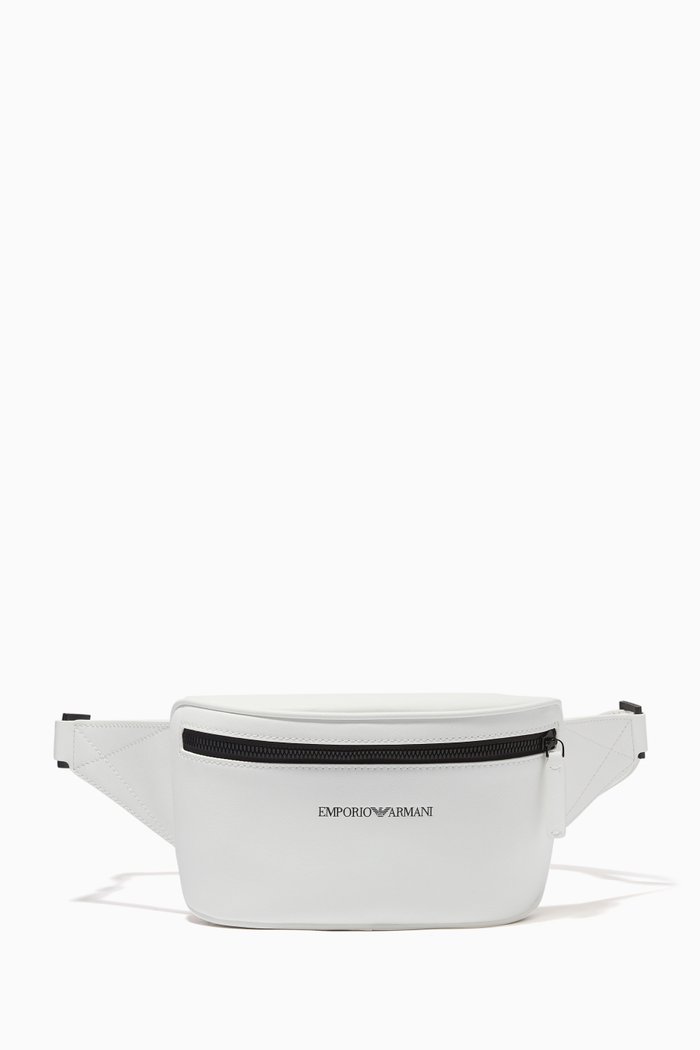 

EA Stamp Belt Bag in Eco Leather, White