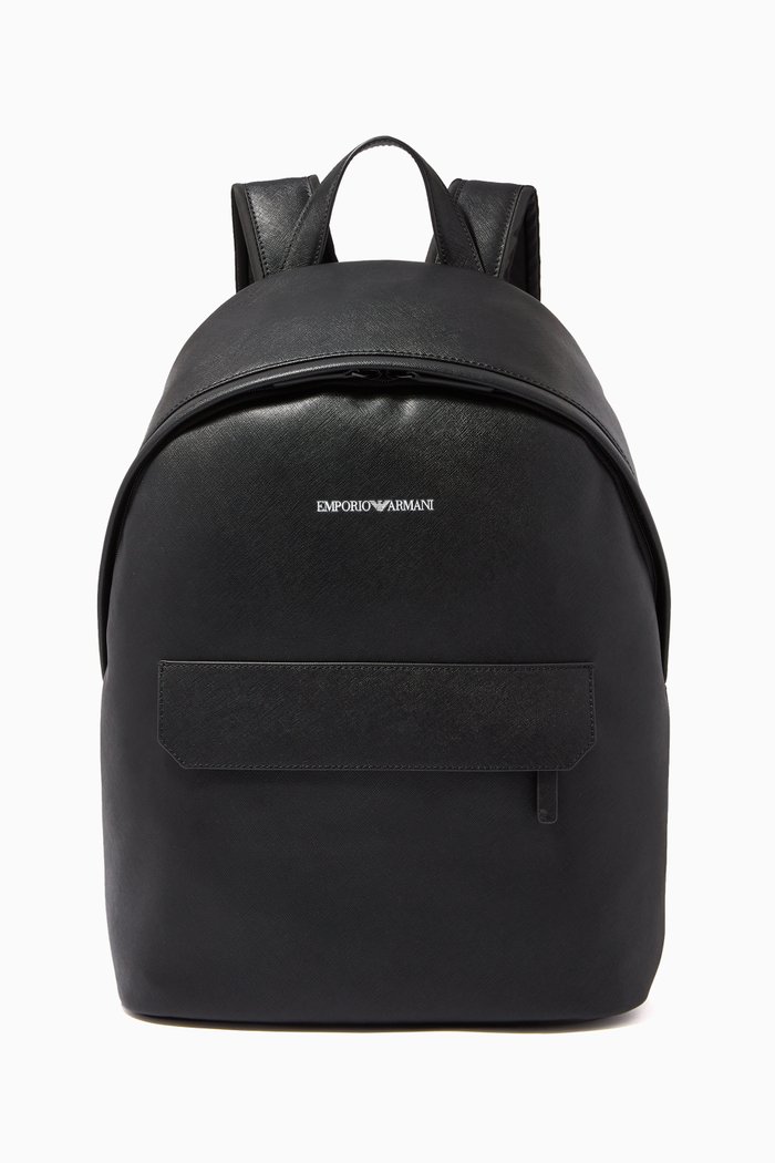 

EA Stamped Backpack in Eco Leather, Black