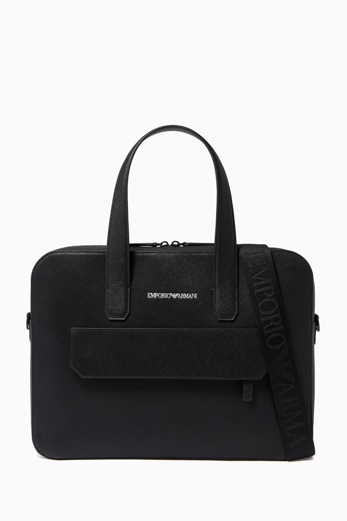 EA Laptop Bag in Regenerated Leather, Black