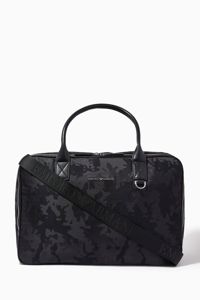 

Camo Travel Duffle Bag in PU Jacquard, Black