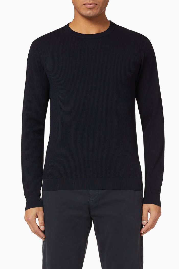 

Jacquard Stripes Knit Sweater, Blue