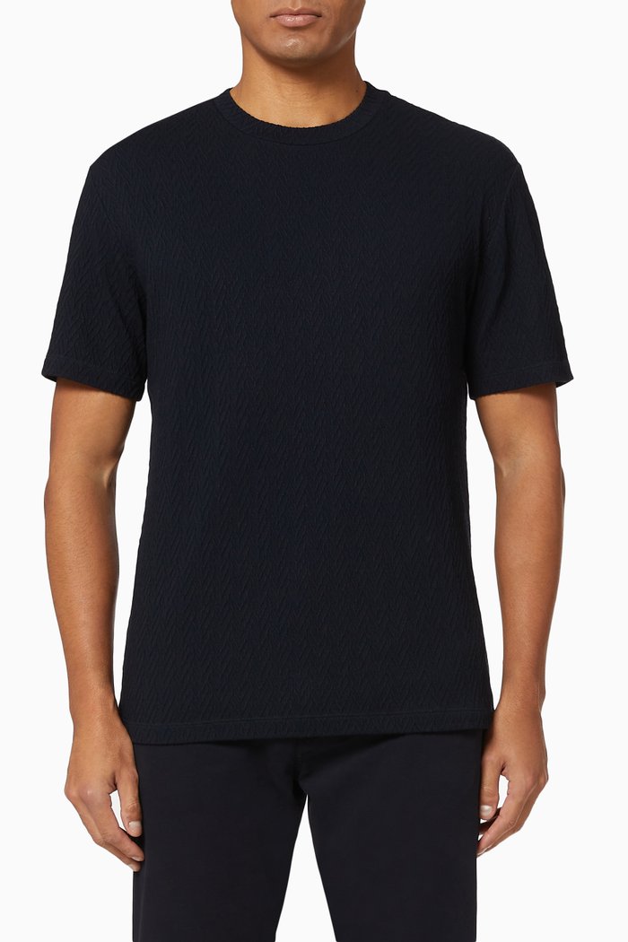 

Tonal Chevron Cashmere-Blend T-Shirt, Blue