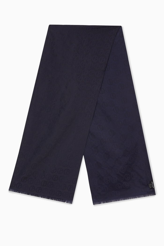 

GA Logo Scarf in Silk, Blue