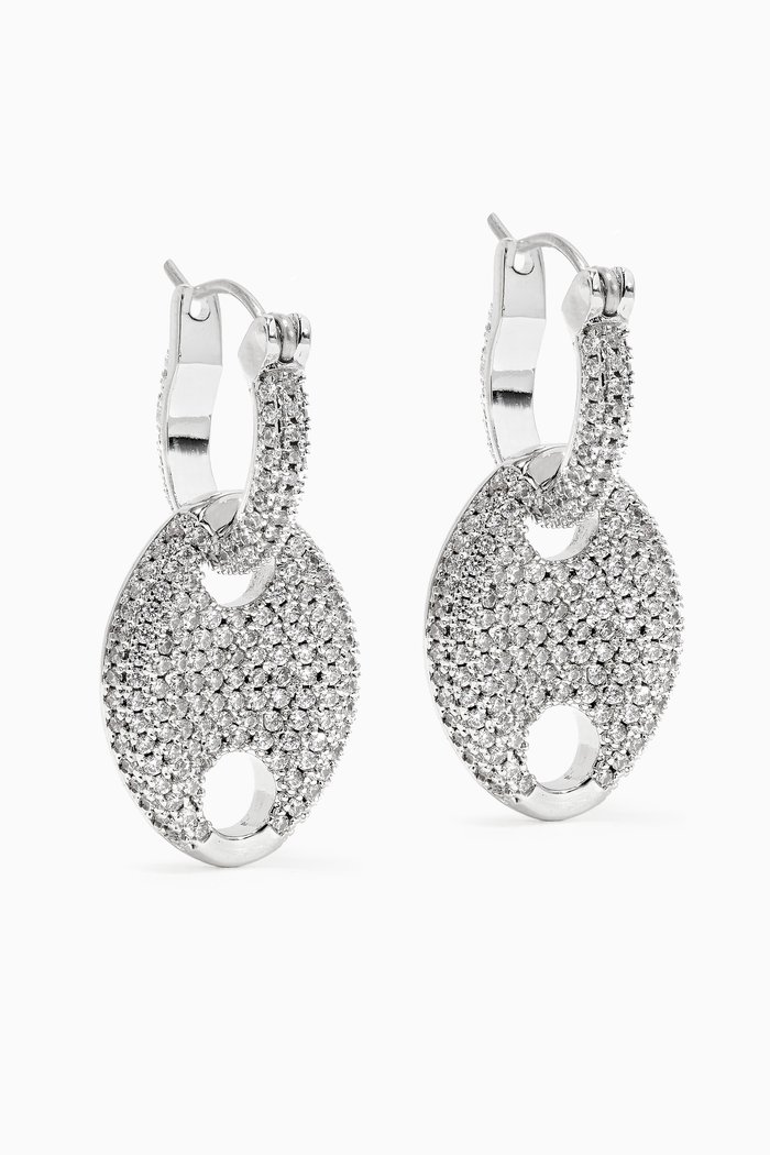 

Pavé Mariner Link Earrings, Silver
