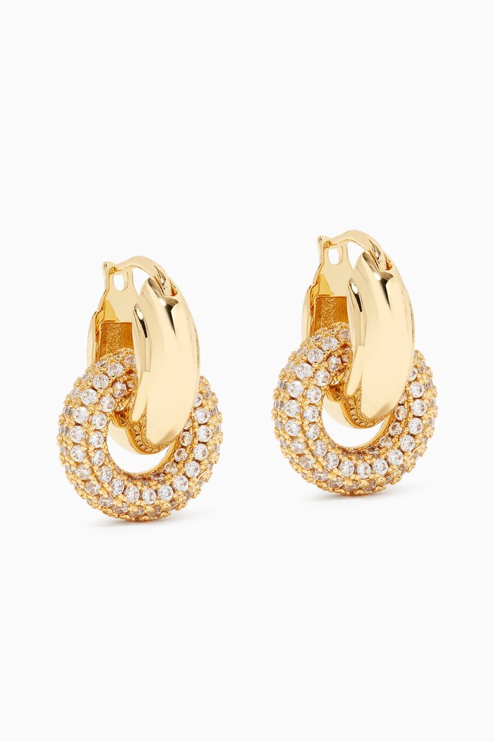 

Pavé Interlock Hoops, Gold