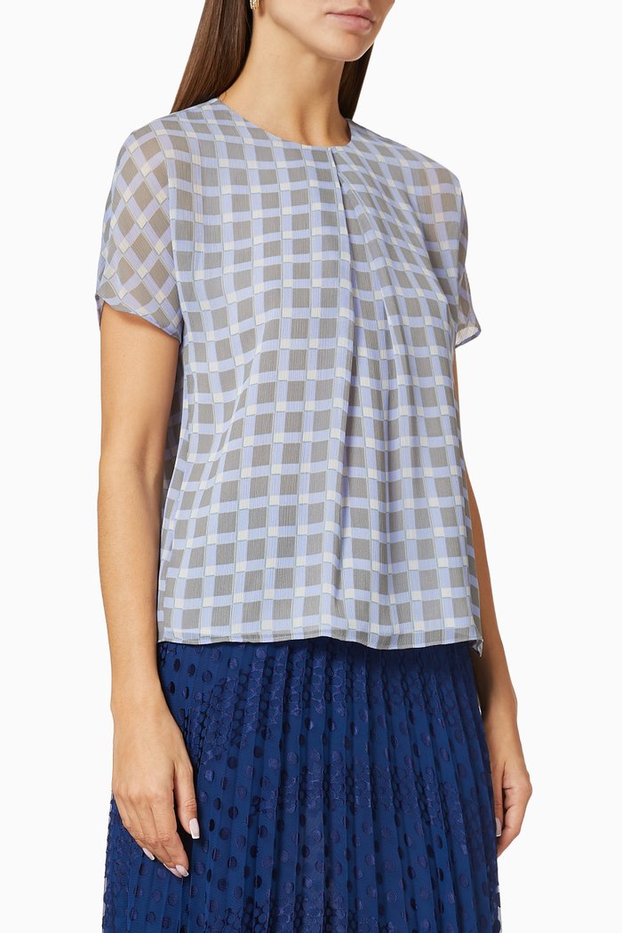 

Check Printed Chiffon Top, Blue