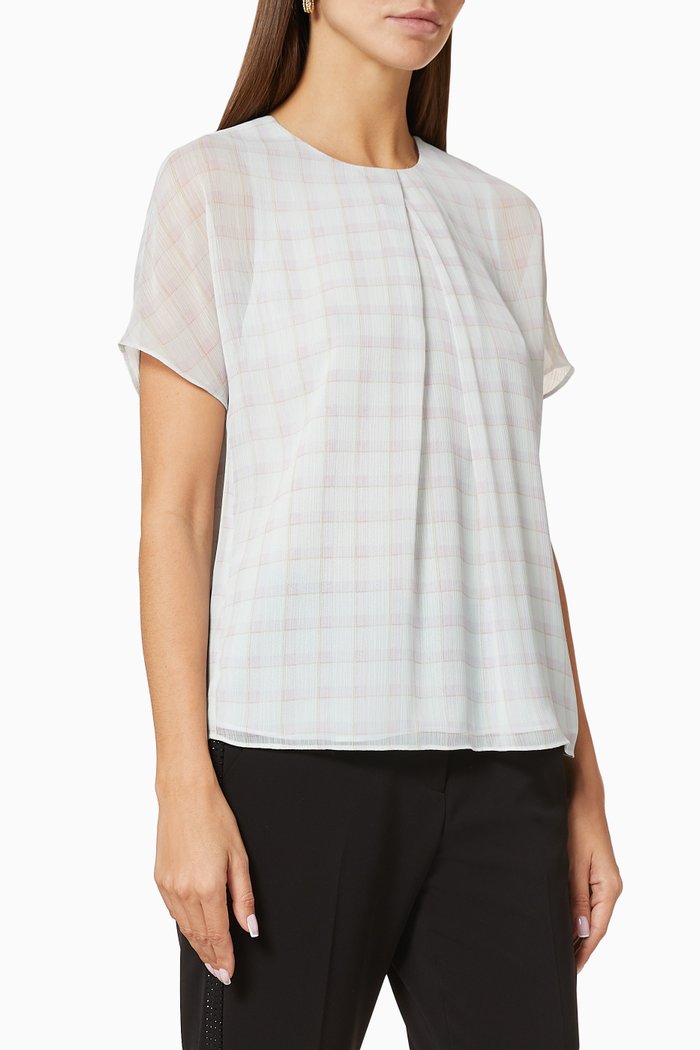 

Check Printed Chiffon Top, Blue