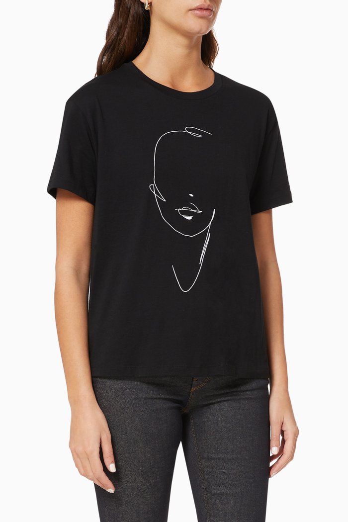 

Linear Portrait Jersey T-Shirt, Black