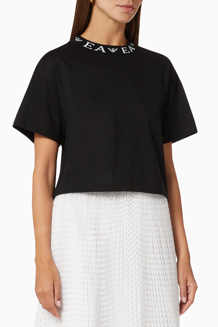 

EA Tape Collar Cropped T-shirt, Black
