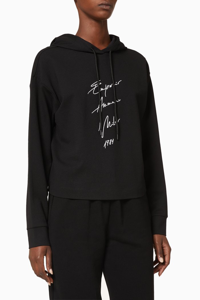 

EA Signature Hooded Jersey Sweatshirt, Black