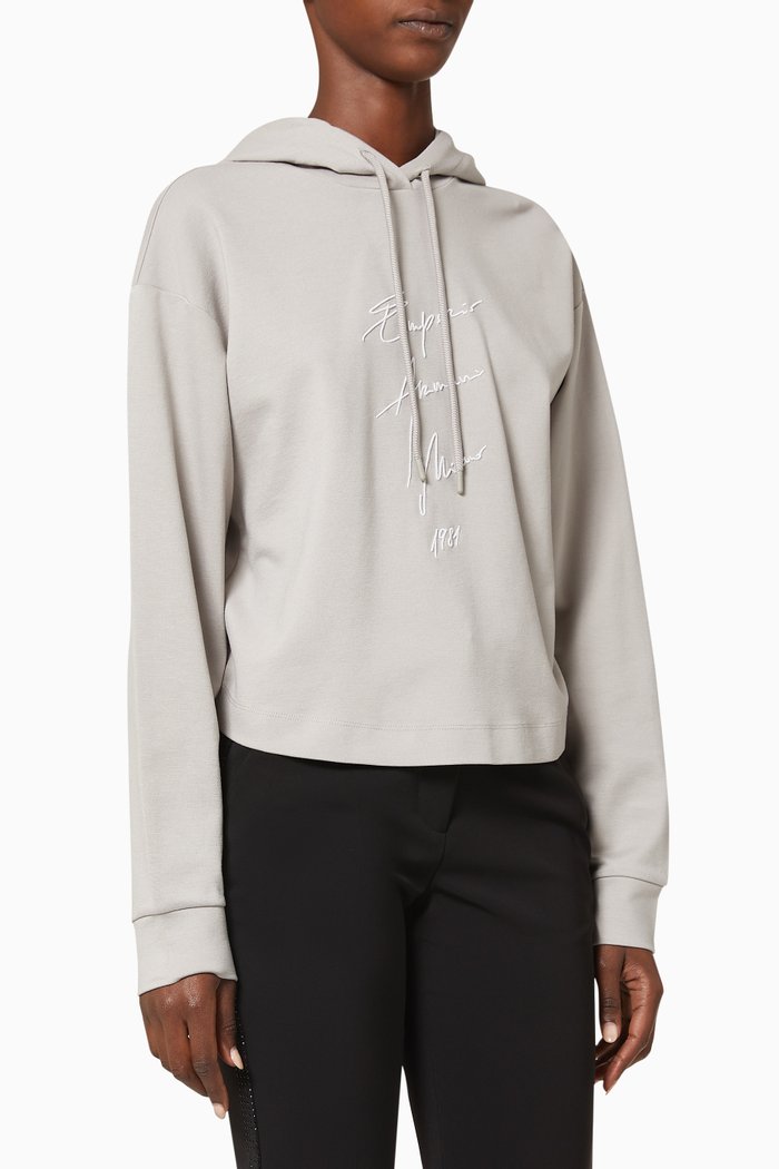 

EA Signature Hooded Jersey Sweatshirt, Grey