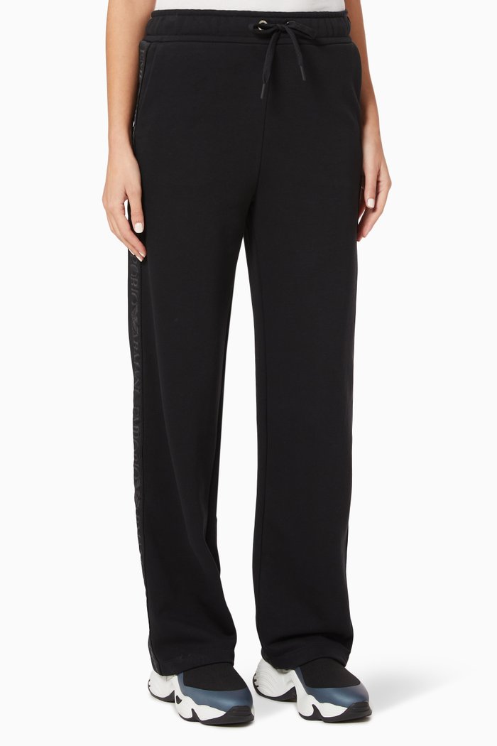 

EA Logo Tape Jersey Track Pants, Black