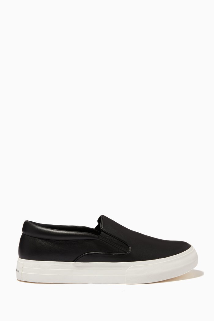 Slip-On Sneakers in Tumbled Leather, Black