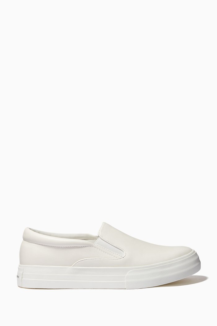 Slip-On Sneakers in Tumbled Leather, Neutral