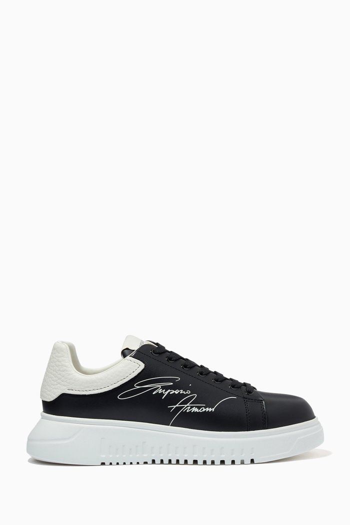 

EA Signature Sneakers in Leather, Black