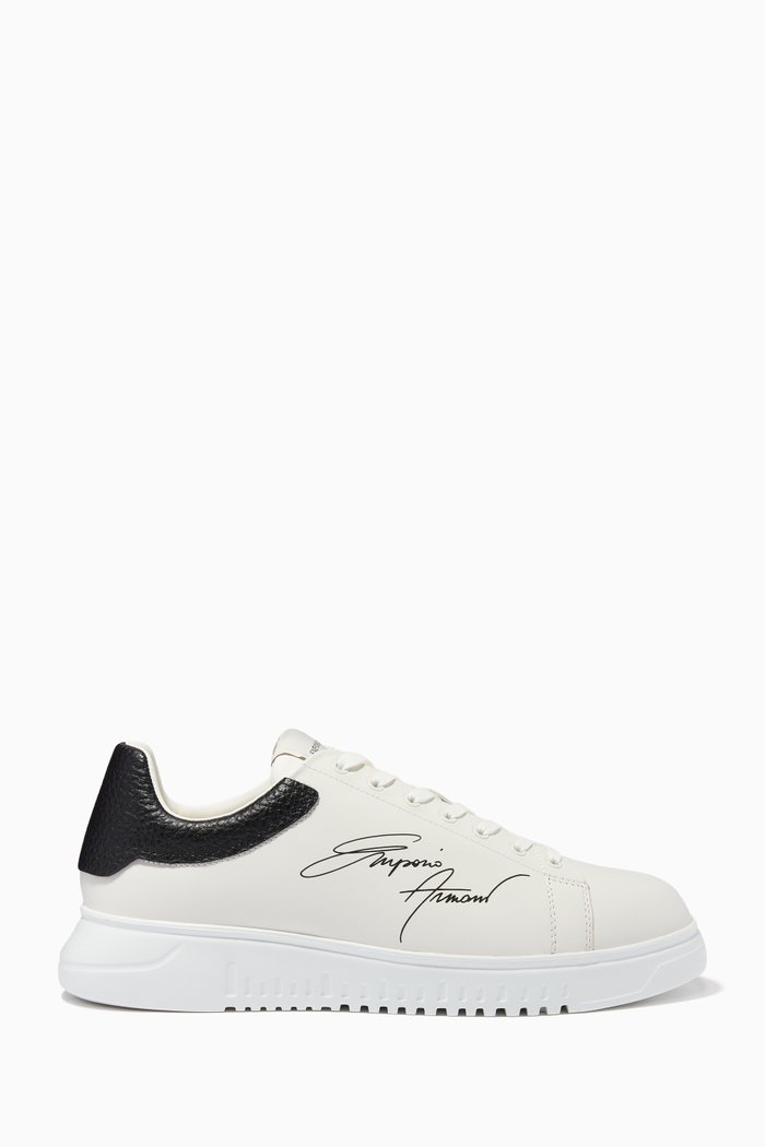 

EA Signature Sneakers in Leather, Neutral