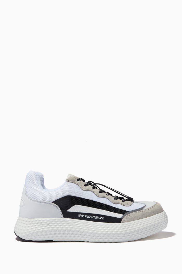 

Bomber Sneakers in Suede, Leather & Mesh, White