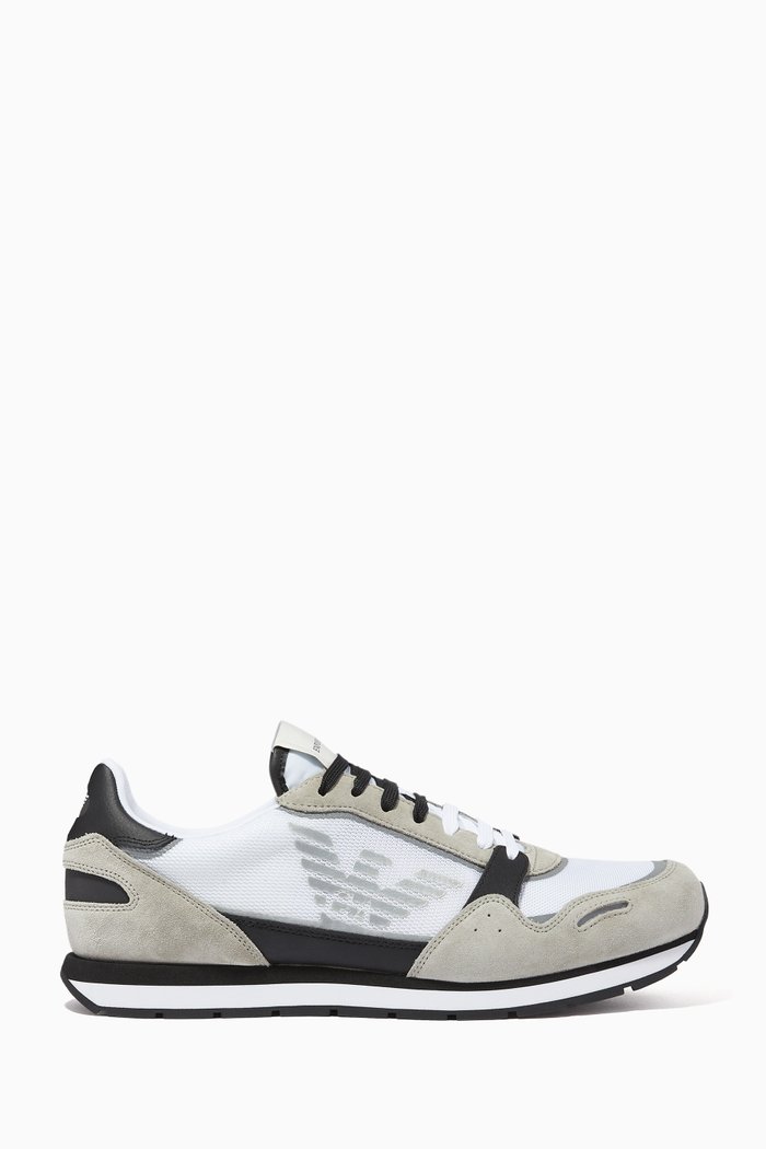 

Zone Runner Sneakers in Mesh & Suede, White