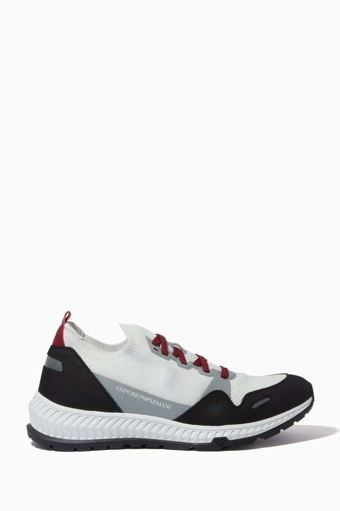 

EA Sneakers in Knit Mesh & Leather, Blue