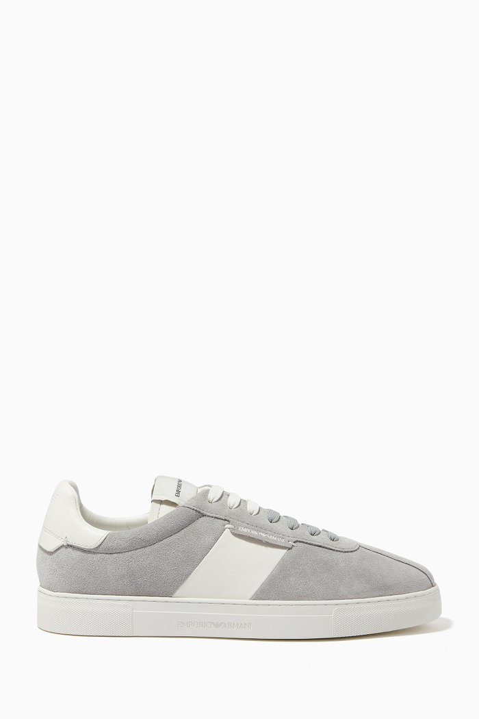 

EA Colour Block Sneakers in Suede, Grey
