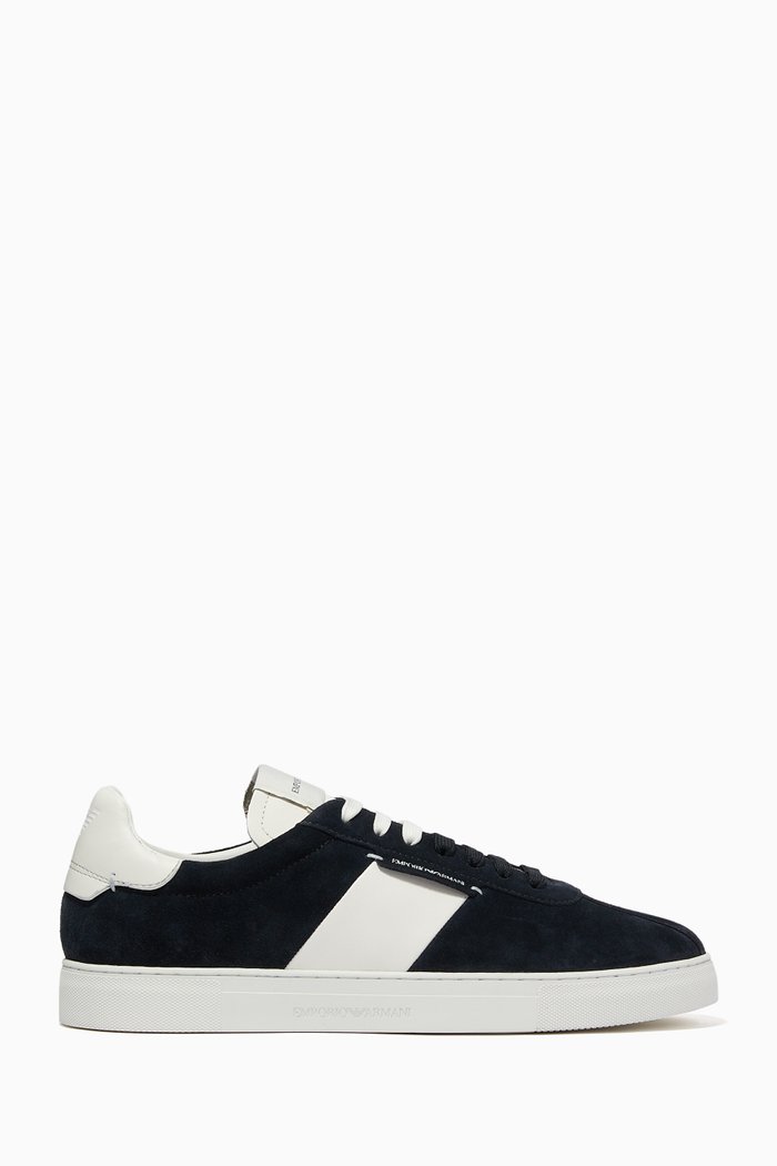 

EA Colour Block Sneakers in Suede, Blue