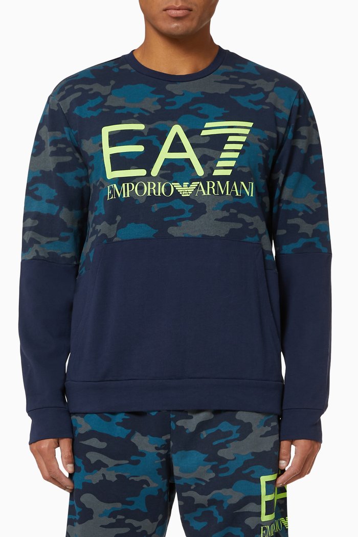 

EA7 Camo Jersey Sweatshirt, Blue