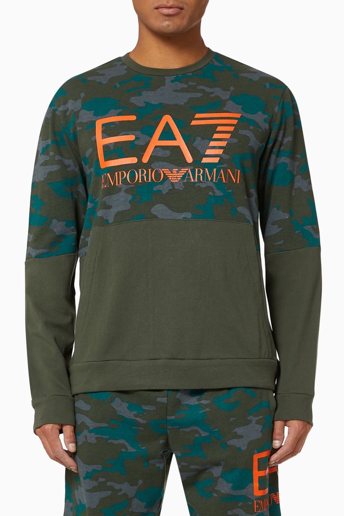

EA7 Camo Jersey Sweatshirt, Green