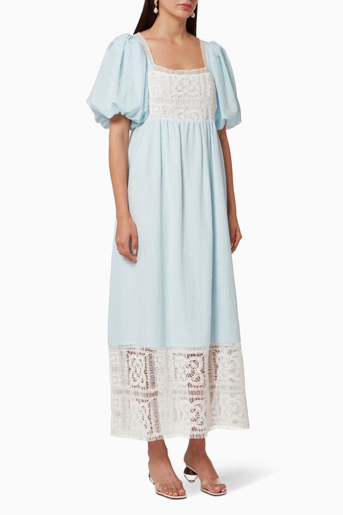 

Lace Cotton Dress, Blue