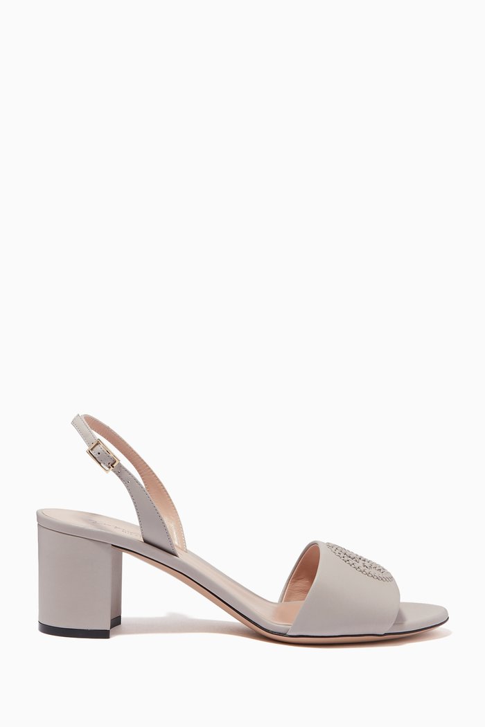 Charlotte Slingback Sandals in Leather, Neutral